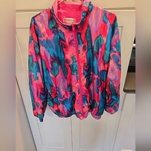 Vintage 80s Vibrant Multicolor Womens Track Jacket